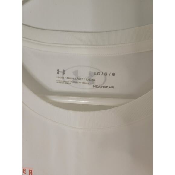 Under Armour Tech Script Women's White Pink Crew Short Sleeve Top Size L - Picture 4 of 6